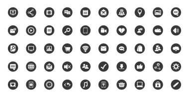 Social media block flat style icon set vector design