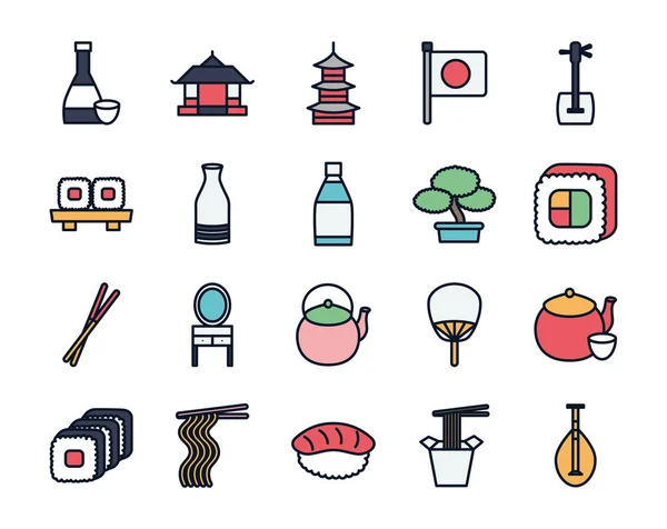 Isolé japonais maison ligne remplissage icône vectoriel design — Image vectorielle