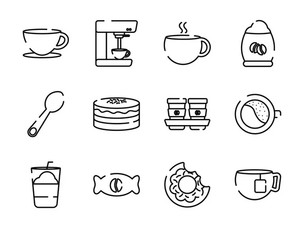 Изолированный стиль кофейной линии иконка набор вектор дизайн — стоковый вектор