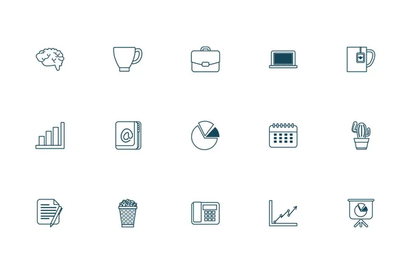 Diseño de vectores de iconos de estilo de oficina y línea de negocio — Vector de stock