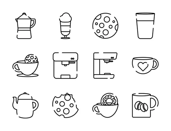 Isolated coffee line style icon set vector design — Stock Vector