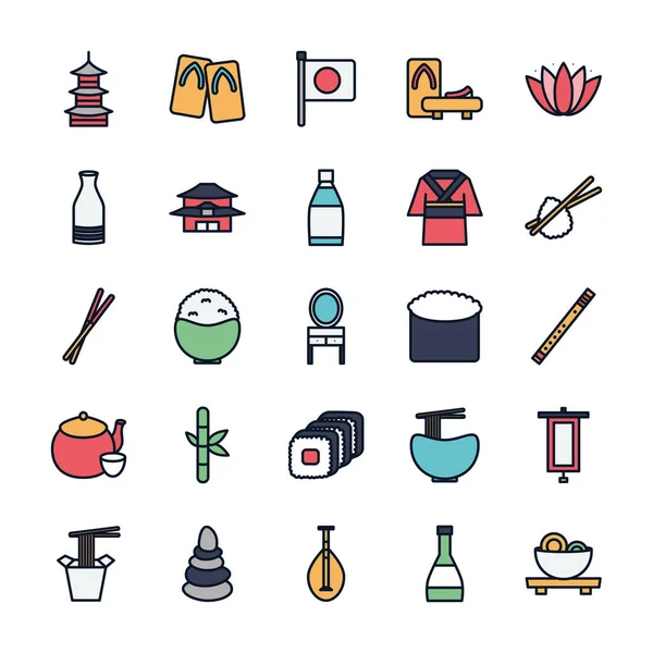 Isolated japanese house line fill icon vector design — Stock Vector