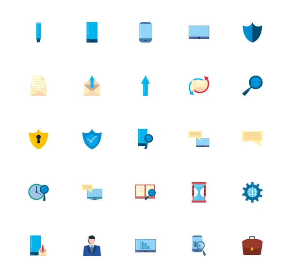 Isolated office and business fill style icon set vector design — Stockvector