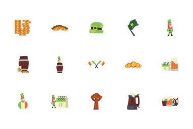 Isolated saint patrcks day fill style icon set vector design