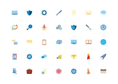 Isolated office and business fill style icon set vector design