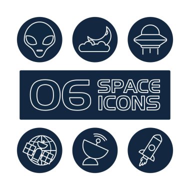 Isolated space line block style icon set vector design