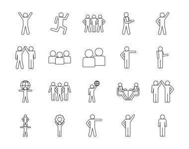 Isolated avatars line style icon set vector design