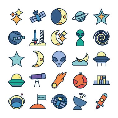 Isolated space line fill style icon set vector design