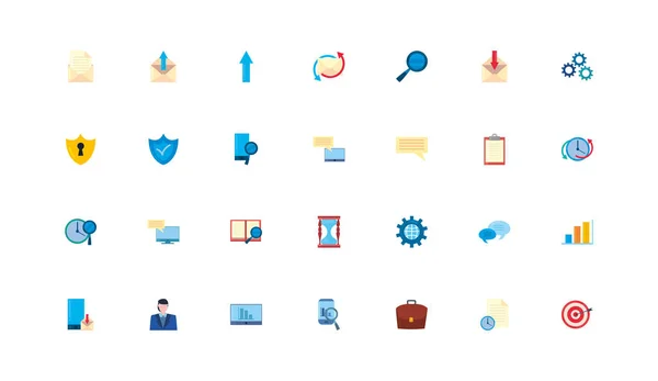 Isolated office and business fill style icon set vector design — Stockvector