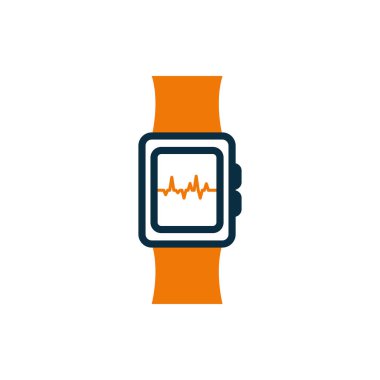 Pulse inside smartwatch half line half color style icon vector design