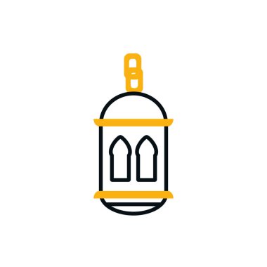 Ramadan lantern half line half color style icon vector design