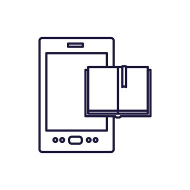 Isolated ebook and smartphone line style icon vector design