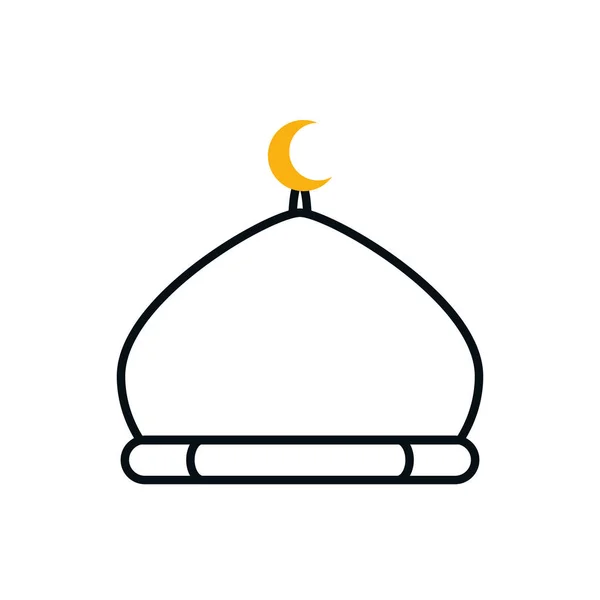 Ramadan moschea metà linea mezzo colore stile icona vettoriale design — Vettoriale Stock