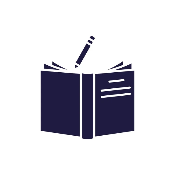 Isolated open book and pencil silhouette style icon vector design — Διανυσματικό Αρχείο