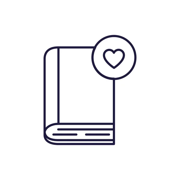 Livro de educação isolado e design de vetor de ícone de estilo de linha de botão de coração — Vetor de Stock