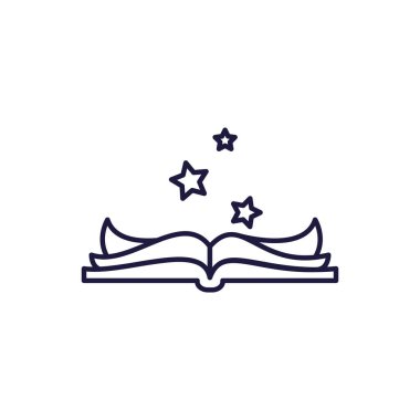 Isolated open book and stars line style icon vector design