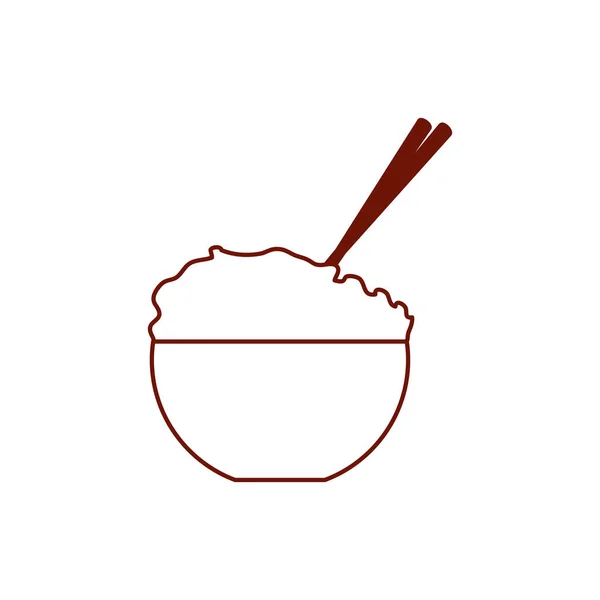 Isolated chinese rice inside bowl line style icon vector design — Stockový vektor