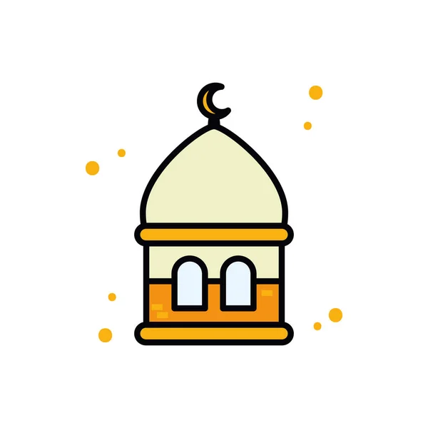 Ramadán línea de la mezquita y el estilo de relleno icono vector de diseño — Vector de stock