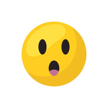 Surprised emoji face flat style icon vector design