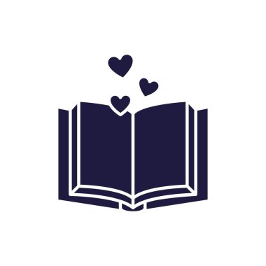 Isolated open book and hearts silhouette style icon vector design