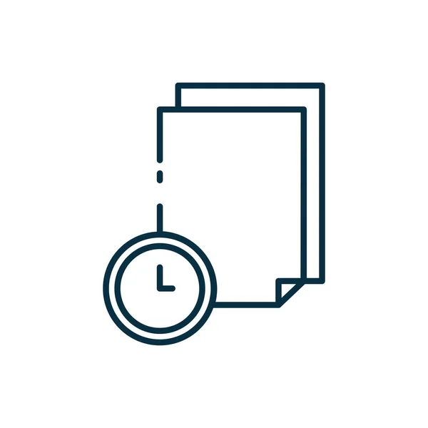Documento de dados isolado e design de vetor ícone de estilo de linha de relógio —  Vetores de Stock