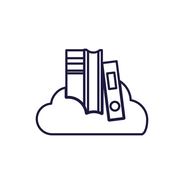 Livros de educação isolados e design de vetor ícone de estilo de linha de nuvem — Vetor de Stock