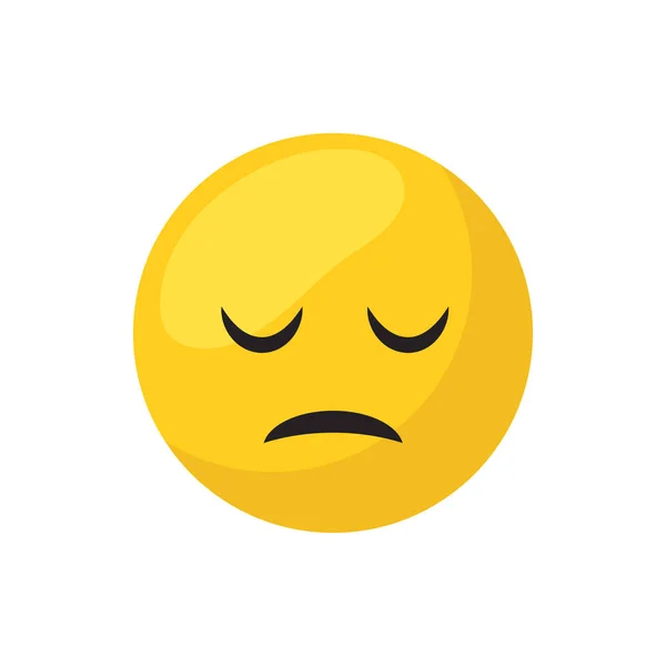 Sleepy emoji cara plana icono de estilo diseño de vectores — Vector de stock