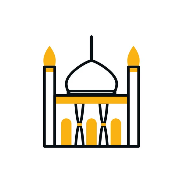 Ramadán mezquita mitad línea mitad color estilo icono vector diseño — Vector de stock