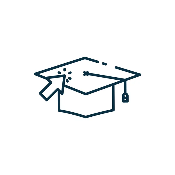 Capa de graduação isolada e design de vetor ícone de estilo de linha de seta — Vetor de Stock