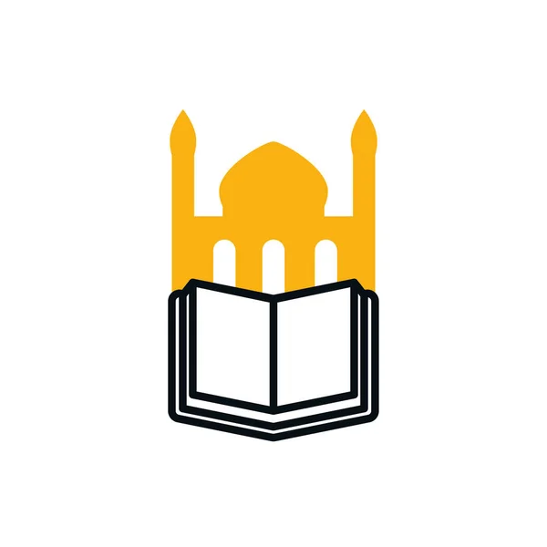 Ramadán mezquita mitad línea mitad color estilo icono vector diseño — Vector de stock