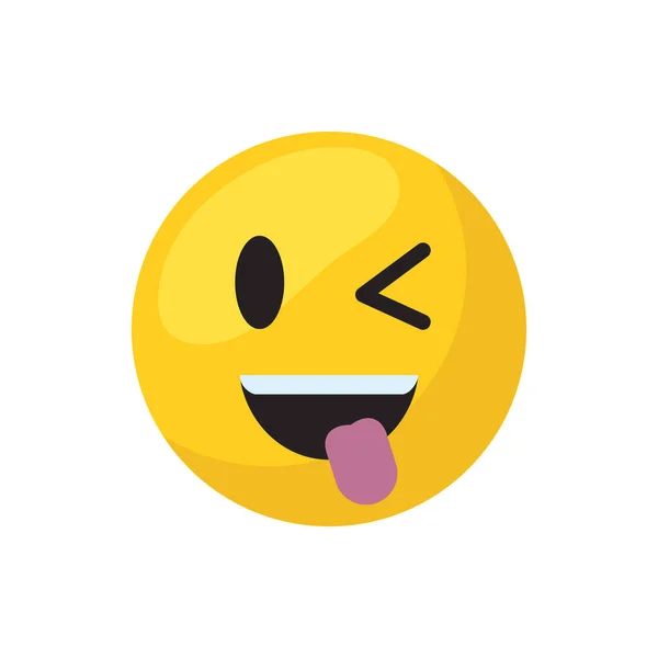 Wink emoji face flat style icon vector design — Διανυσματικό Αρχείο