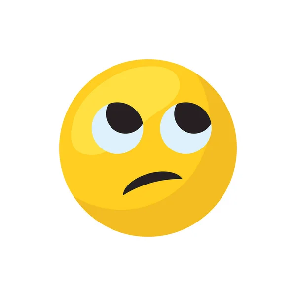 Rodando ojos emoji cara plana icono de estilo diseño de vectores — Vector de stock