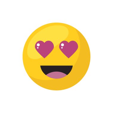 In love emoji face flat style icon vector design