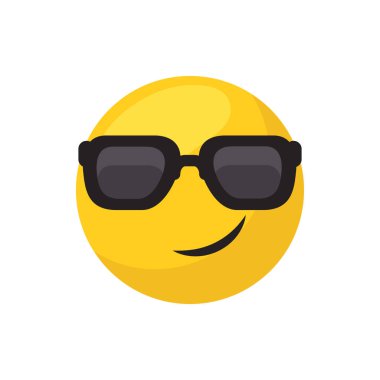Cool emoji face flat style icon vector design