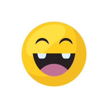 Happy emoji face flat style icon vector design