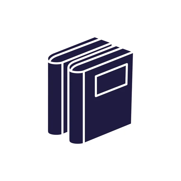 Isolado livros de educação estilo silhueta ícone vetor design — Vetor de Stock