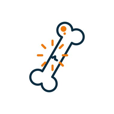 Broken bone half line half color style icon vector design