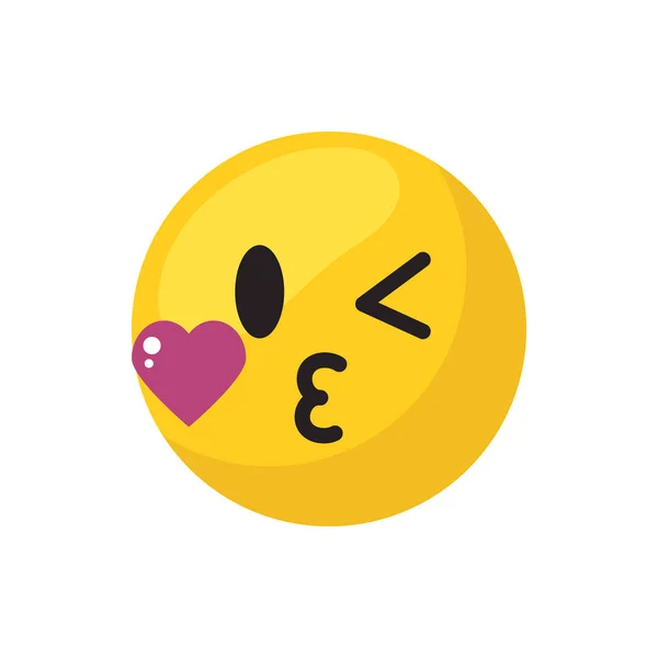 Besos emoji cara plana icono de estilo diseño de vectores — Archivo Imágenes Vectoriales