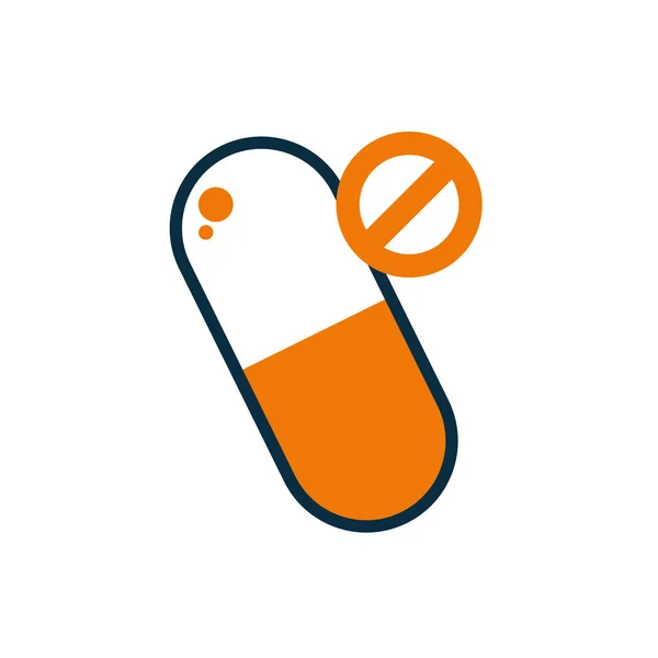 Isolated forbidden pill half line half color style icon vector design — 스톡 벡터