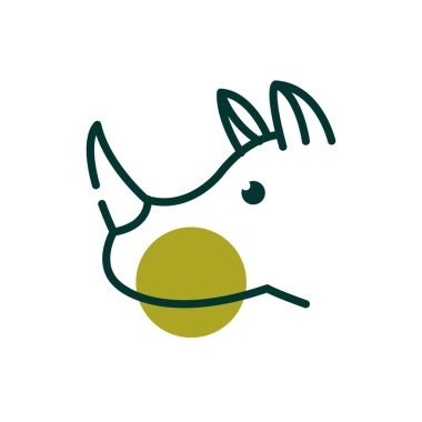 Rhino half line half color style icon vector design