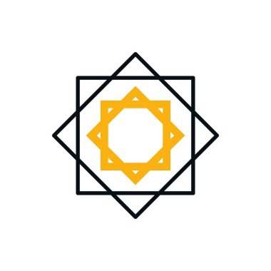 Islamic star half line half color style icon vector design