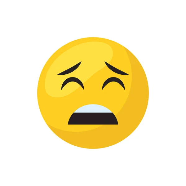 Triste emoji cara plana icono de estilo diseño de vectores — Archivo Imágenes Vectoriales