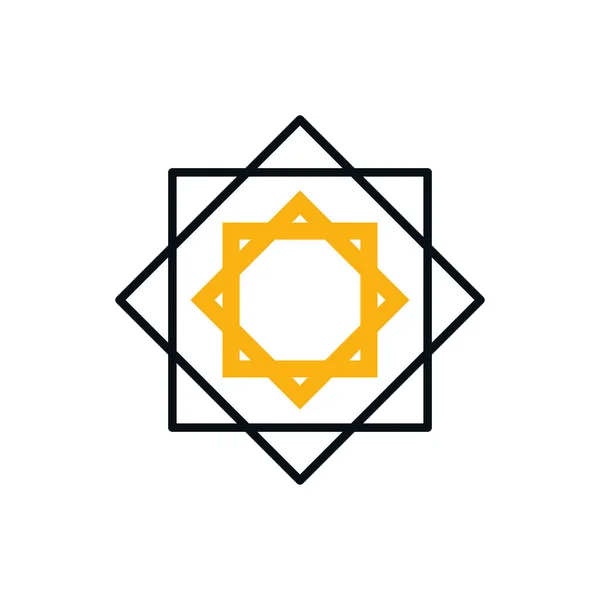 Estrella islámica mitad línea mitad color estilo icono vector diseño — Vector de stock