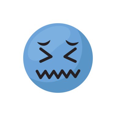 Sad emoji face flat style icon vector design