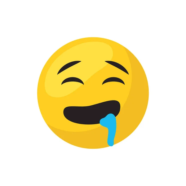 Drooling emoji face flat style icon vector design — ストックベクタ