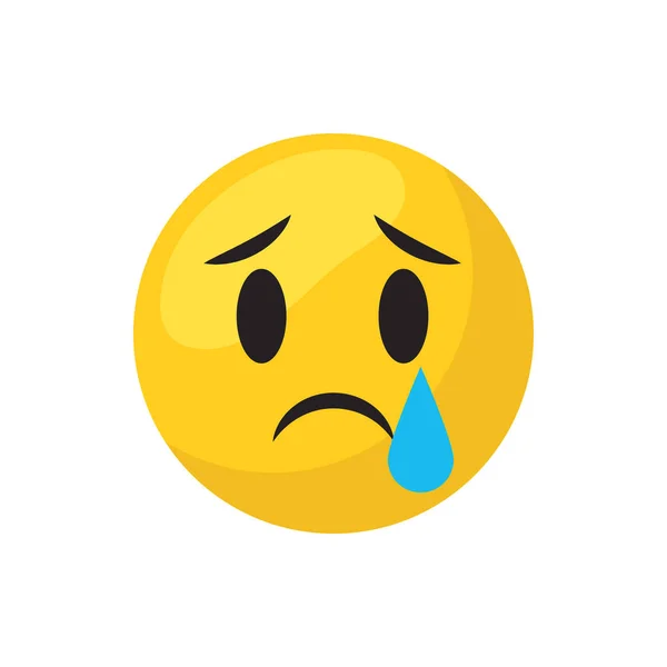 Triste emoji cara plana icono de estilo diseño de vectores — Vector de stock