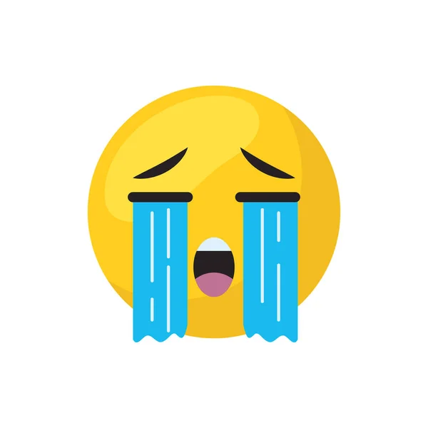 Crying emoji face flat style icon vector design — Stock Vector