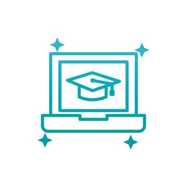 Isolated graduation cap inside laptop gradient style icon vector design