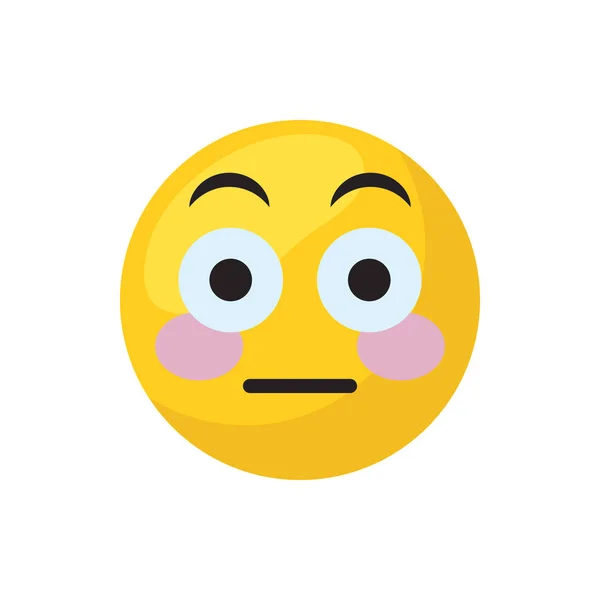 Blushing emoji face design de vetor ícone de estilo plano —  Vetores de Stock