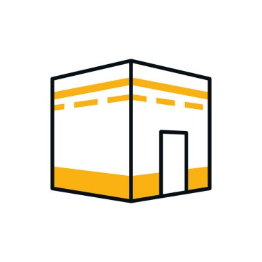 Ramadan kaaba half line half color style icon vector design